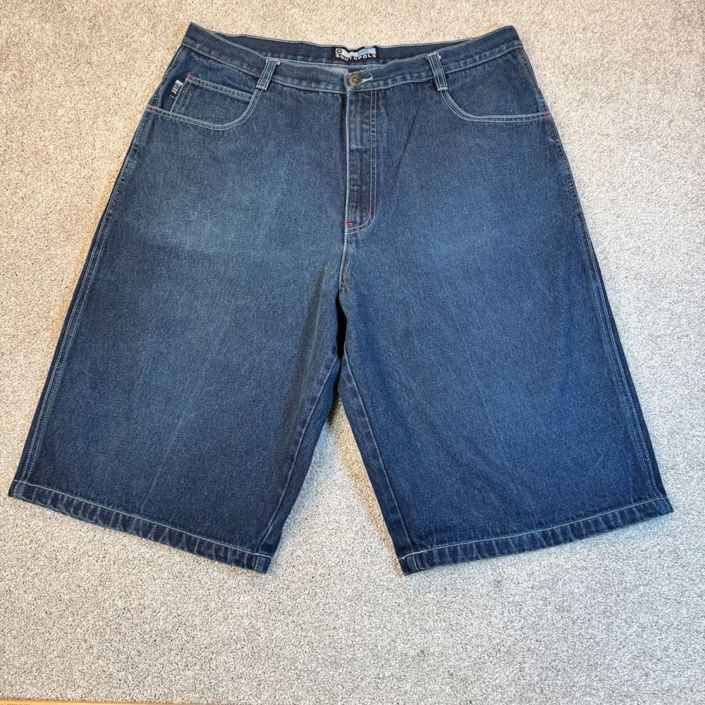 Southpole Mens Baggy Denim Shorts Blue Dark Wash Y2K Streetwear Size 40